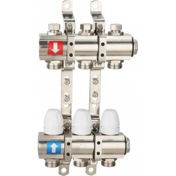 Коллектор регулируемый с расходомерами GAPPO G424.3 3-вых. x1"x3/4"