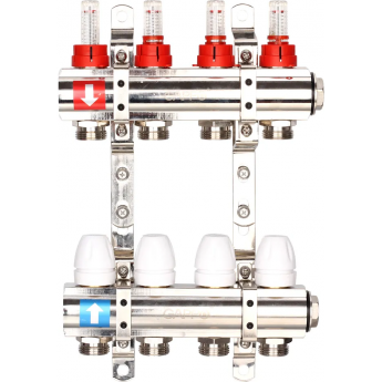 Коллектор регулируемый с расходомерами GAPPO G423.4 4-вых. x1"x3/4"