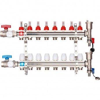 Коллектор регулируемый с расходомерами GAPPO G421.9 9-вых. x1"x3/4"
