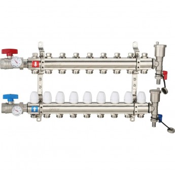 Коллектор регулируемый с запорными клапанами GAPPO G425.10 10-вых.x1"x3/4"