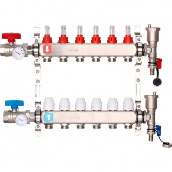 Коллектор регулируемый с запорными клапанами GAPPO G426.8 8-вых.x1"x3/4"