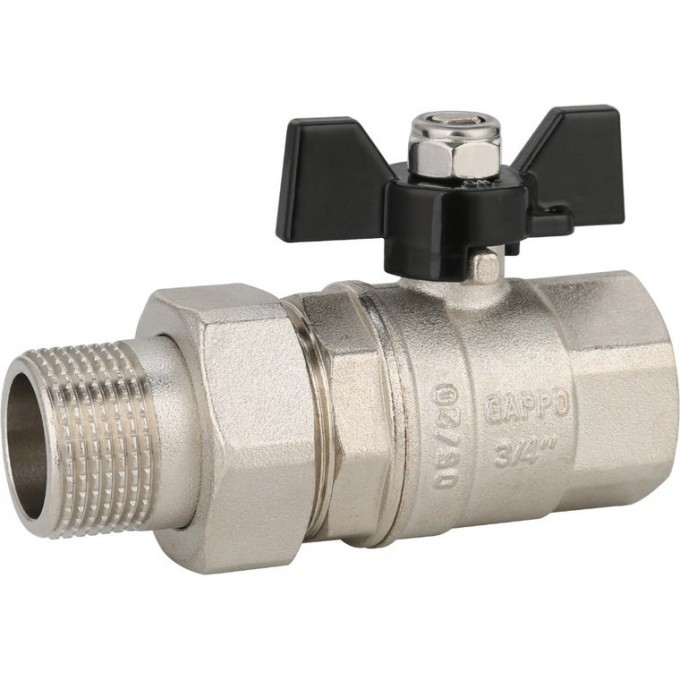 Кран шаровой GAPPO с американкой ВР/НР 3/4" бабочка G219.05