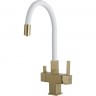 Смеситель для кухни GAPPO G4395-33 с гибким изливом, сатин золотой/белый Смеситель для кухни GAPPO G4395-33 с гибким изливом, сатин золотой/белый