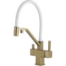 Смеситель для кухни GAPPO G4395-63 с гибким изливом, сатин золотой/белый Смеситель для кухни GAPPO G4395-63 с гибким изливом, сатин золотой/белый